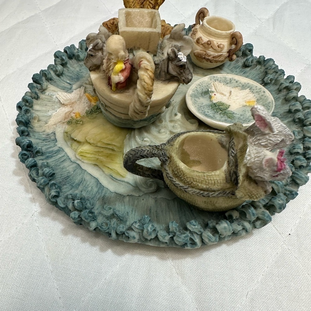 Vintage 1994 Miniature Noah’s Ark Resin Tea Set 5 Pieces